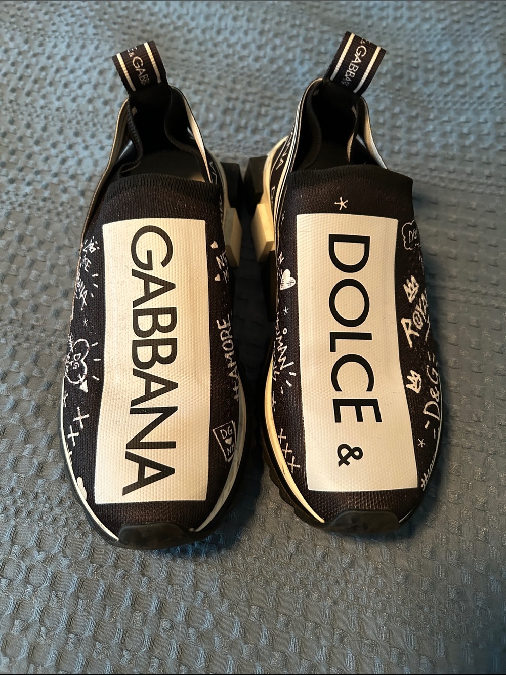 Dolce & Gabbana Graffiti Logo Slip-On Shoes